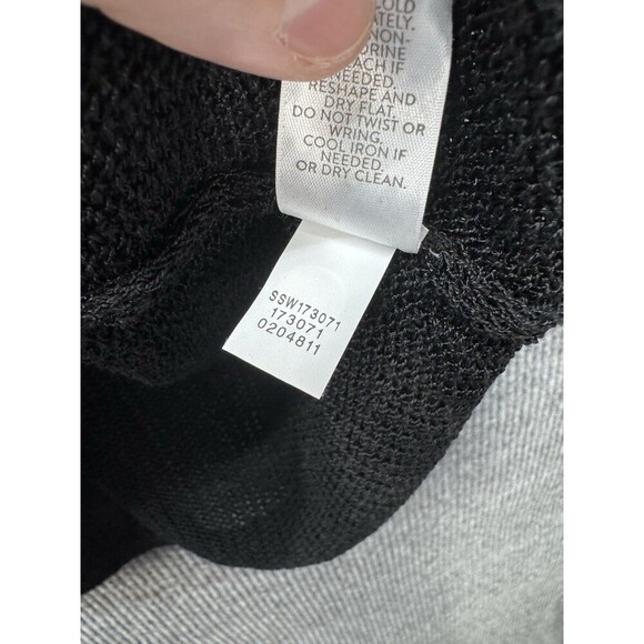 J Jill Open Knit Linen Blend Top Women’s XL Black 3/4 Sleeve Round Neck Coverup - Picture 6 of 9